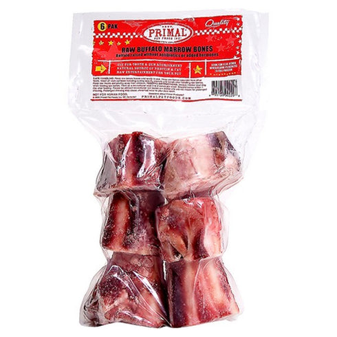 Primal Raw Recreational Bones Buffalo Marrow Raw Frozen Dog Treat 6pk - Poudre Pet and Feed Supply